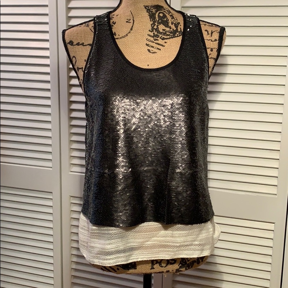 Sachin + Babi black sequined NWT tank top